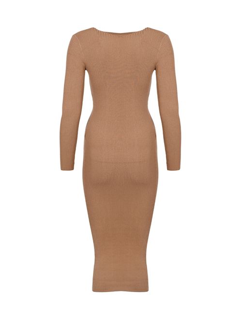 Abito in maglia a costine taschino Brown sugar Elisabetta Franchi | AM10B56E2EC1
